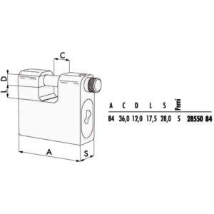 LUCCHETTO CORAZZATO mm 84 SERRANDE KA   28550 CISA