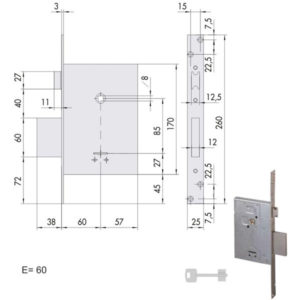SERRATURA INFILARE FERRO           57250-60-0 CISA