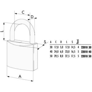 LUCCHETTO OTTONE mm 50 KA CHIAVE UGUALE 22010 CISA