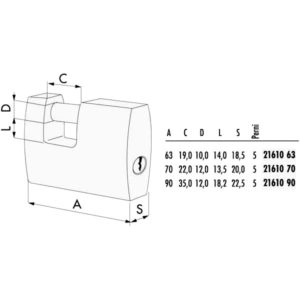 LUCCHETTO OTTONE mm 63 SERRANDE      21610 CISA LL