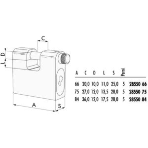 LUCCHETTO CORAZZATO mm 66 SERRANDE      28550 CISA