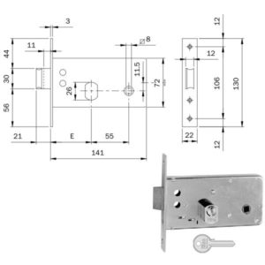 SERRATURA INFILARE FASCE ALL F22 E 60  725600 ISEO