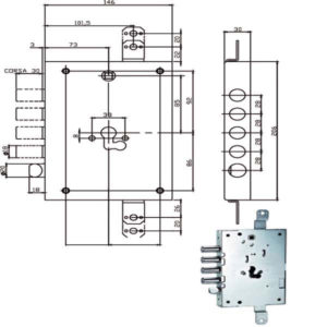 Serratura Sicurezza. Triplice Dx/sx 668.0328.0G70 ISEO