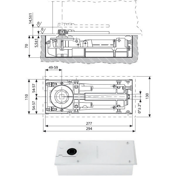 Chiudiporta Pavimento 90^ DC477-5 Assa Abloy