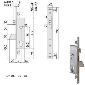SERRATURA INFILARE MONTANTI ALL    46225-25-0 CISA