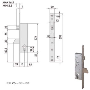 SERRATURA INFILARE MONTANTI ALL    46230-35-0 CISA