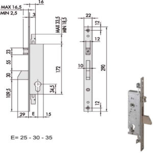 SERRATURA INFILARE MONTANTI ALL    46250-30-0 CISA