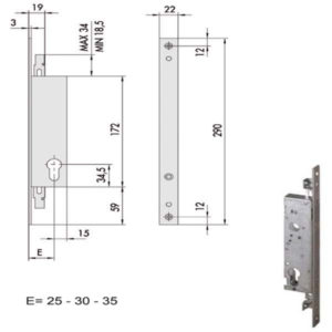 SERRATURA INFILARE MONTANTI ALL    46270-25-0 CISA