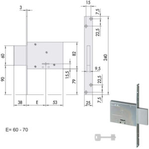 SERRATURA INFILARE FERRO           57013-60-0 CISA