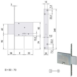 SERRATURA INFILARE FERRO KA        57013-62-0 CISA