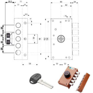 SERRATURA SIC.SEMPLICE DX POMPA      30407 MOTTURA