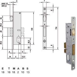 SERRATURA INFILARE MONTANTI ALL    44235-18-0 CISA