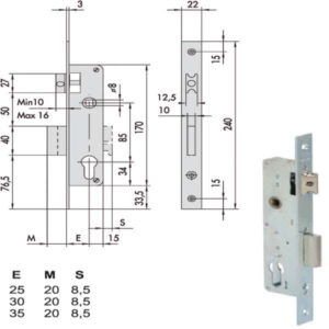 SERRATURA INFILARE MONTANTI ALL    44666-35-0 CISA