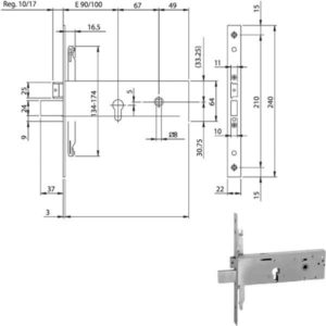 SERRATURA INFILARE FASCE ALL F22 E 90  963120 ISEO