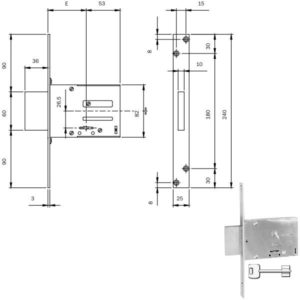 SERRATURA INFILARE FERRO DM E70       661704N ISEO