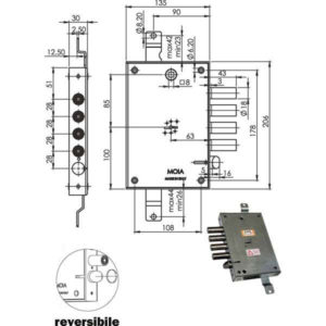 Serratura Sicurezza. Triplice DX DM E63 614/280 MOIA