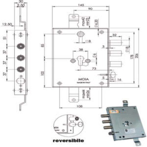 SERRATURA SIC.TRIPLICE CIL. E73       664/371 MOIA