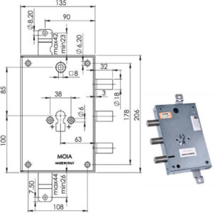 SERRATURA SIC.TRIPLICE CIL. E63     AD663/560 MOIA