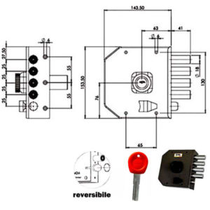 SERRATURA SIC.SEMPLICE DX POMPA         JM422 MOIA
