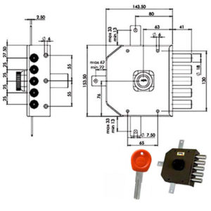 SERRATURA SIC.QUINTUPL.DX POMPA         JM425 MOIA