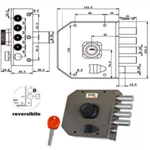 SERRATURA SIC.SEMPLICE DX POMPA         JA422 MOIA
