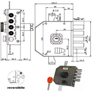 SERRATURA SIC.TRIPLICE SX POMPA         JA424 MOIA