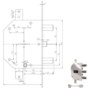 SERRATURA SIC.TRIPLICE DX DM           2105-51N CR