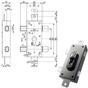 SERRATURA FERROGLIETTO TRIPLICE DX   38328 MOTTURA