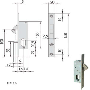 SERRATURA INFILARE MONTANTI ALL    45010-16-0 CISA