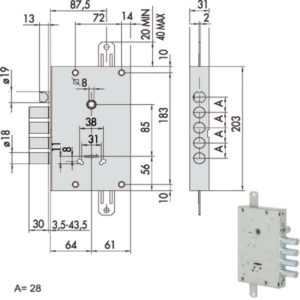SERRATURA SICUREZZA TRIPLICE       57665-28-A CISA